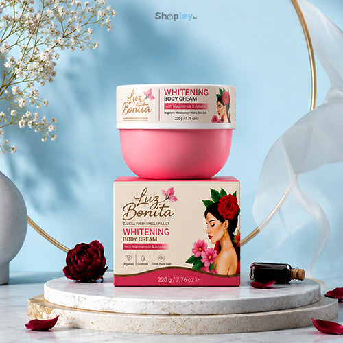 Luz Bonita Whitening Body Cream 220g with Niacinamide & Arbutin for Dark Spots, Pigmentation & Brightening Skin