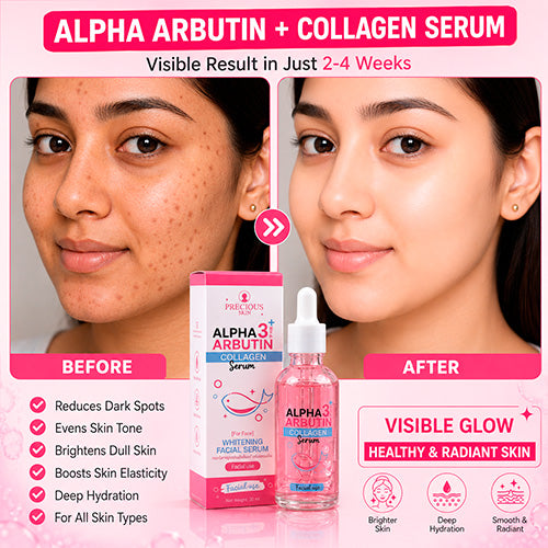 Alpha Arbutin 3 Plus Collagen Serum Before and After Results for Dark Spots & Brightening Skin