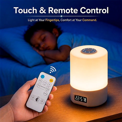 Smart Bedside Lamp with Digital Clock & Remote Control | ঘড়ি ও রিমোট কন্ট্রোল স্মার্ট বেডসাইড ল্যাম্প